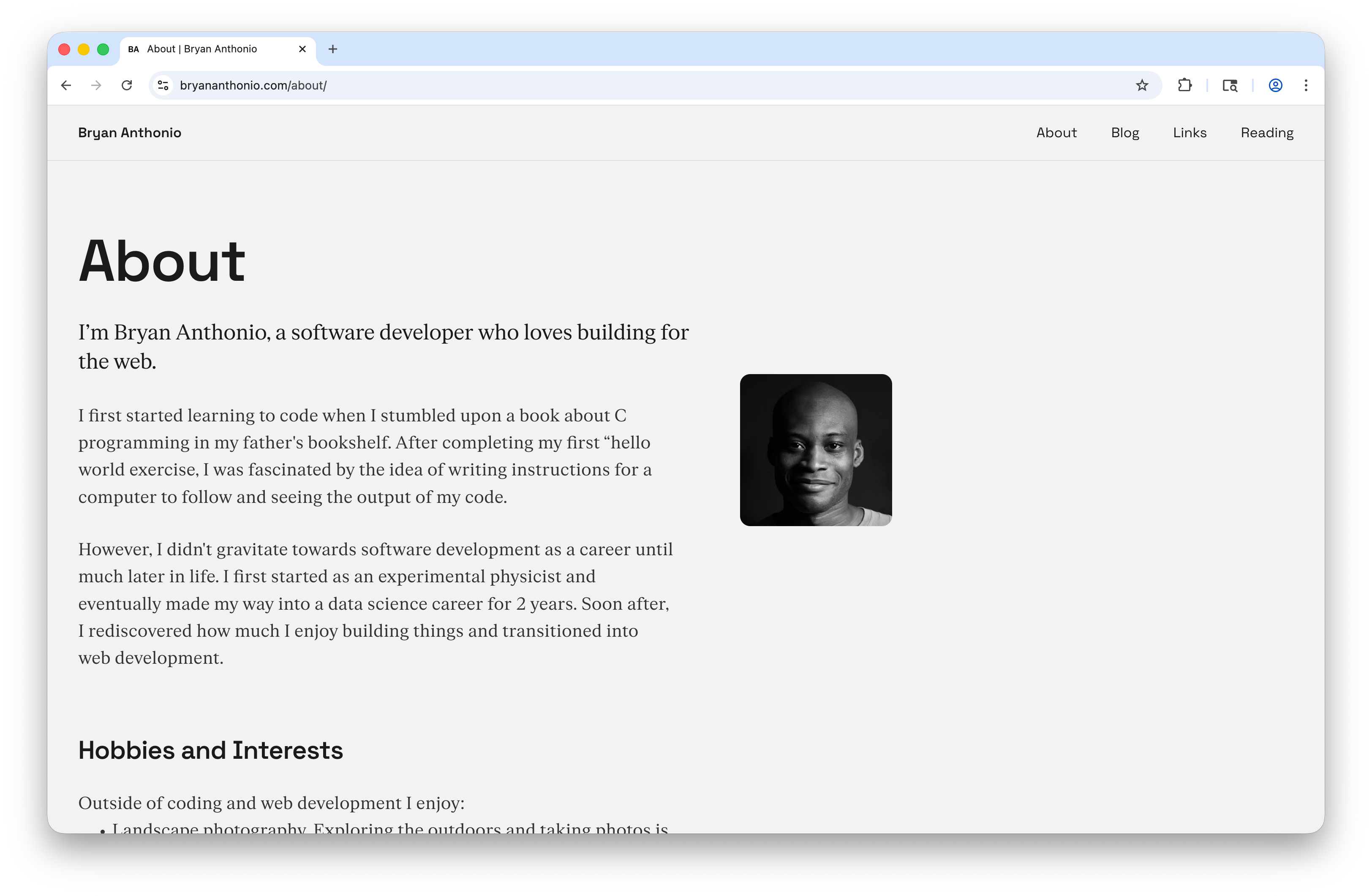 New design of the about page layout