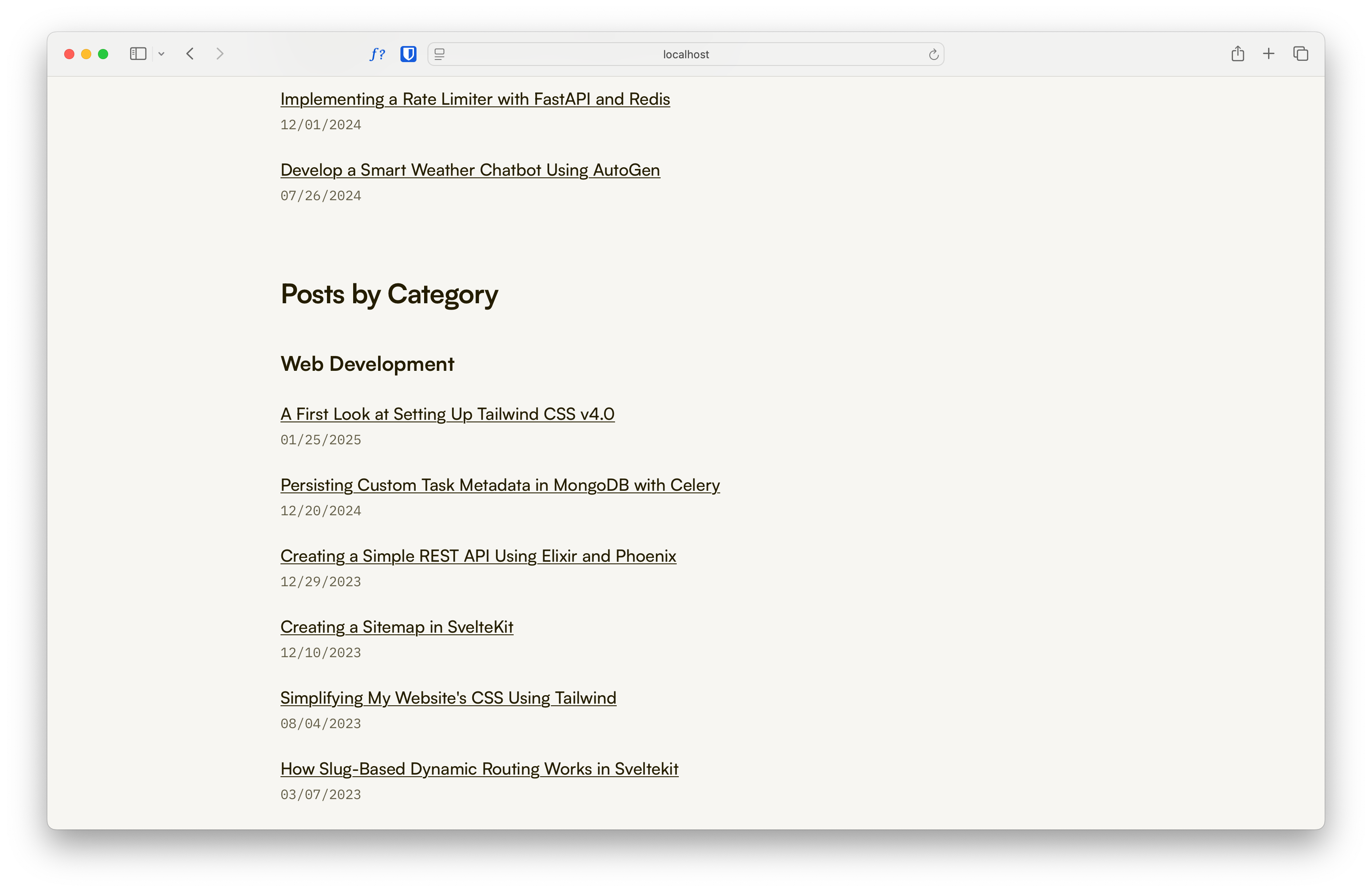 Another screenshot of the new design of the home page layout