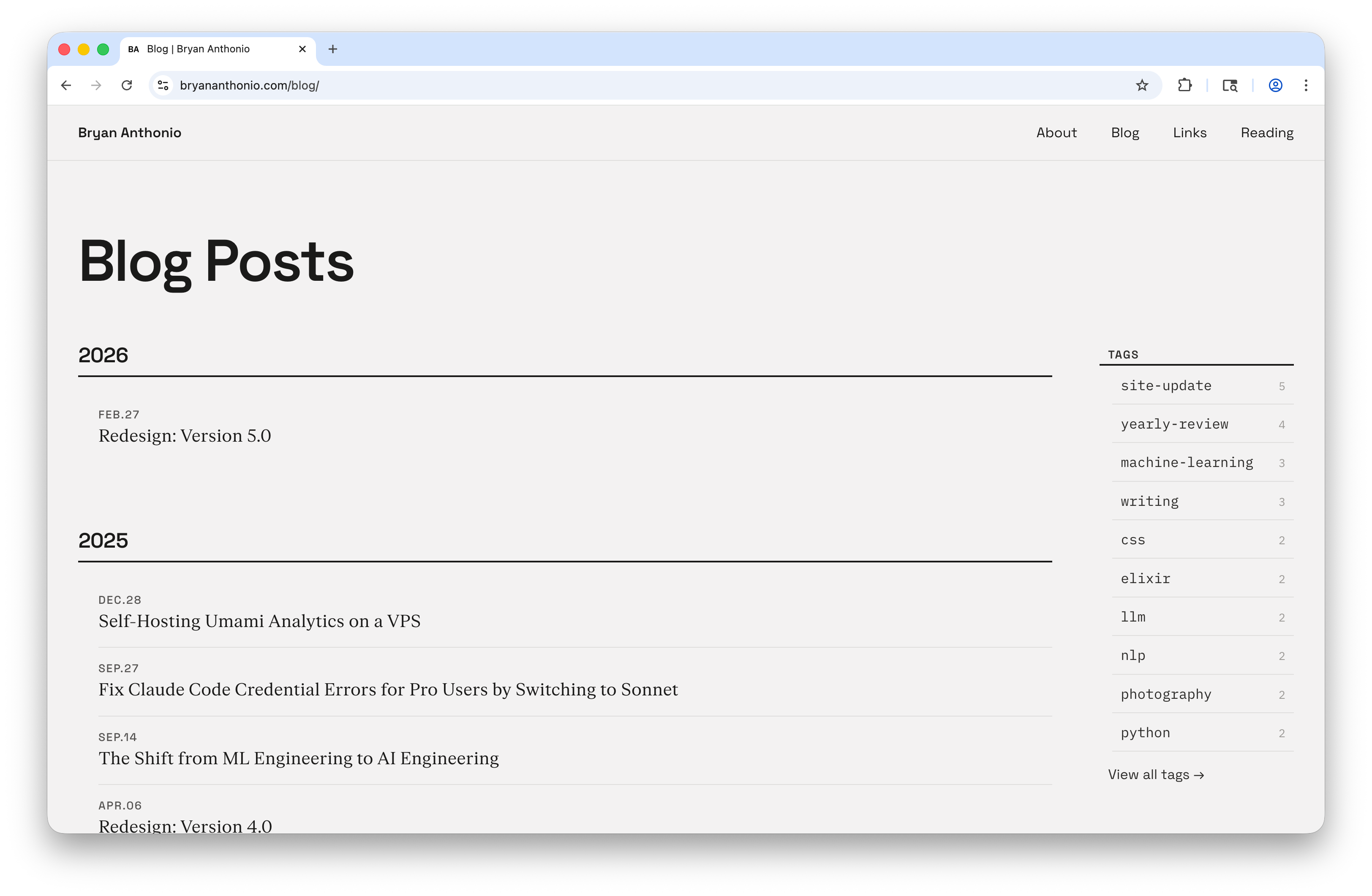 New design of the blog page layout