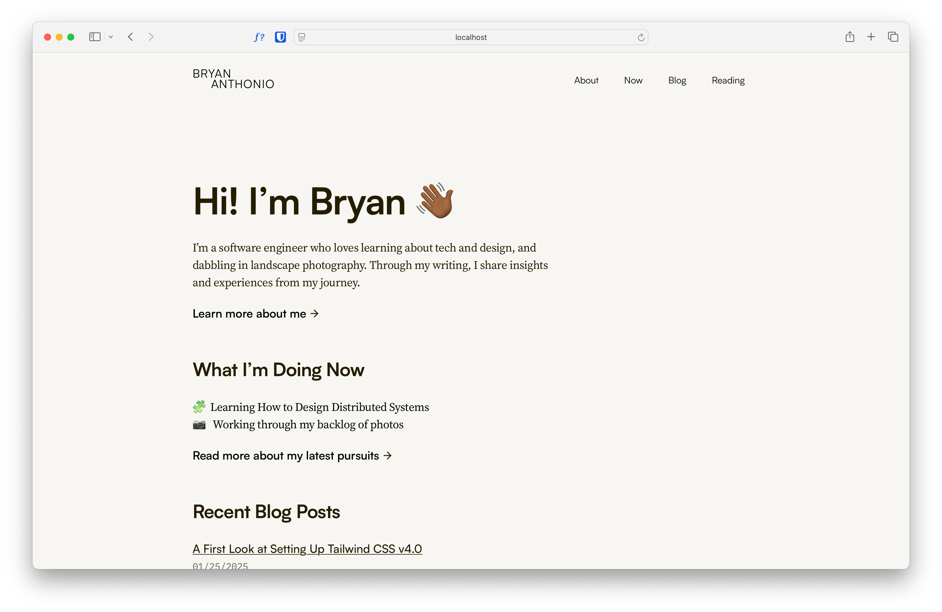 New design of the home page layout