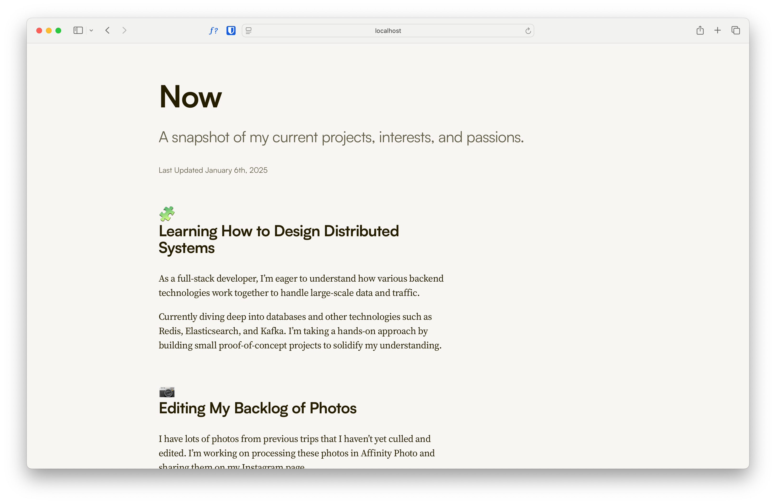 Another screenshot of the new design of the home page layout