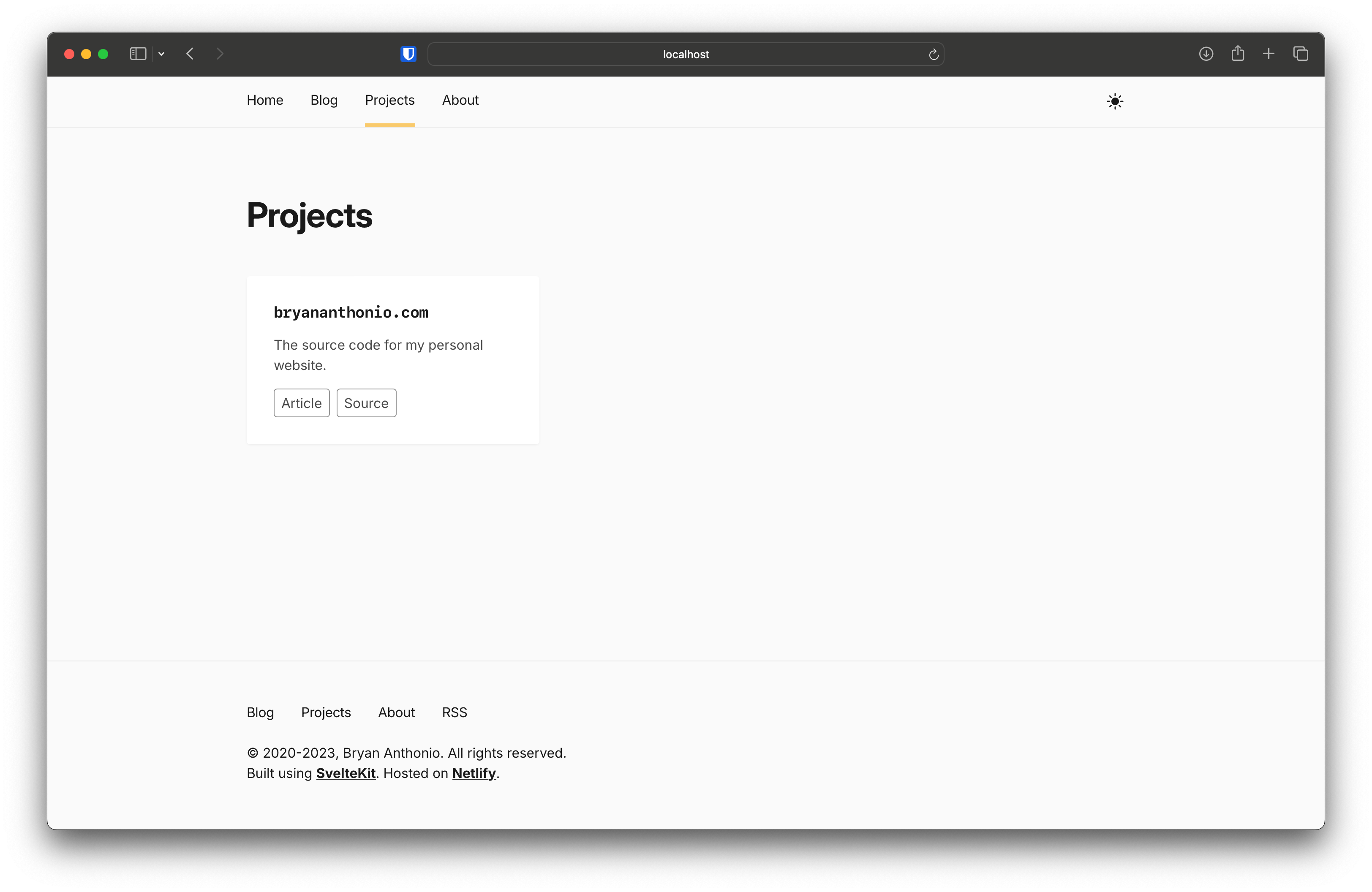 New projects page